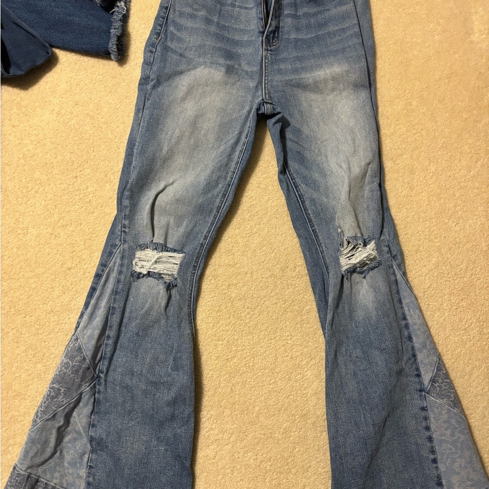 Bridge by Gly Flared Jeans With Floral Accent